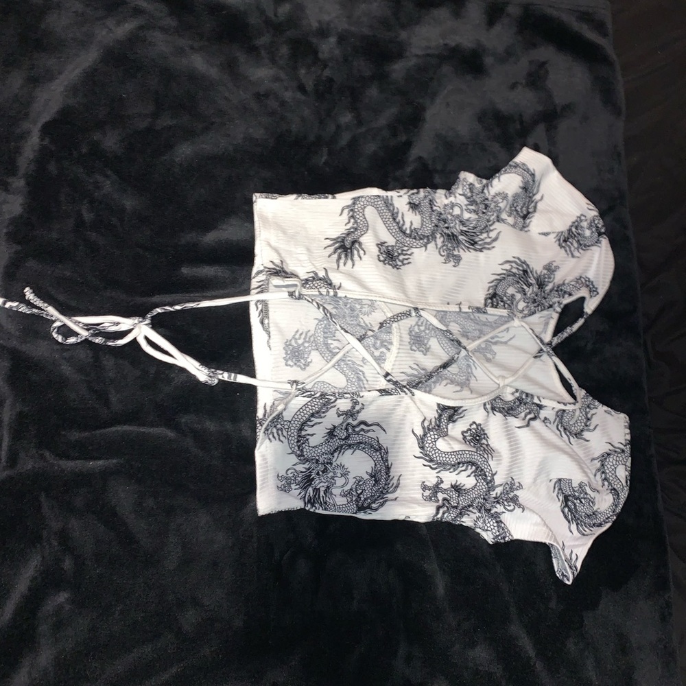 Just Polly New York White Backless Crop Top Size Medium
